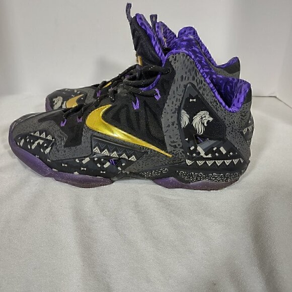 Nike Lebron 11 Anthracite, Metallic Gold Purple Venom Sneakers Size 9.5 - Picture 2 of 13
